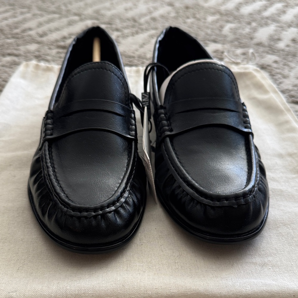 NWT ZARA ruched loafers - size 38
